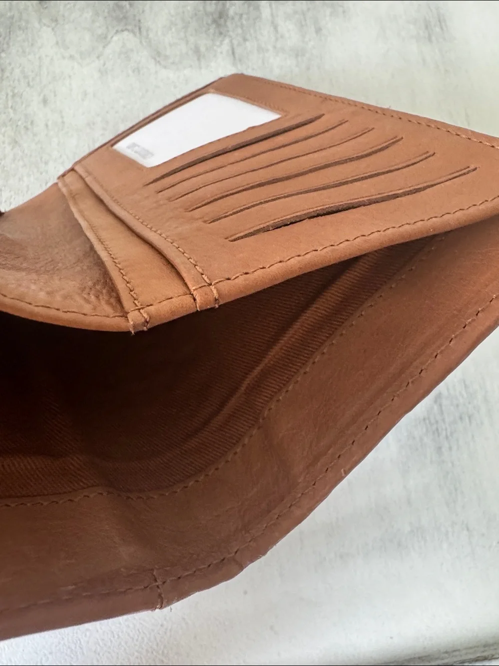 Made in India Genuine Leather Woven Bi-Fold Wallet Vintage Look Camel Tan
